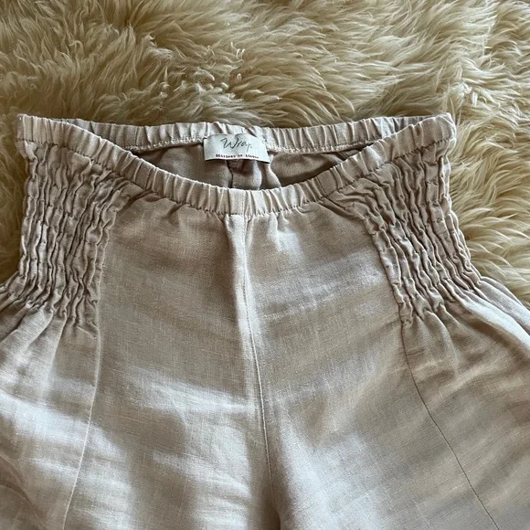 Wrap London linen smocked side wide leg pants size 2/4 - Picture 4 of 5